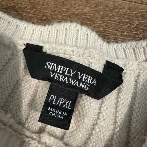 Simply Vera Wang Ivory Lagenlook Sweater Minimalist Asymmetrical Cableknit READ - Picture 5 of 11
